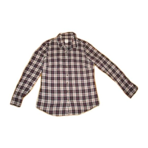 J. Crew top The Perfect Shirt Navy Blue Plaid Top Button Down Shirt  Xl Cotton - Picture 2 of 4